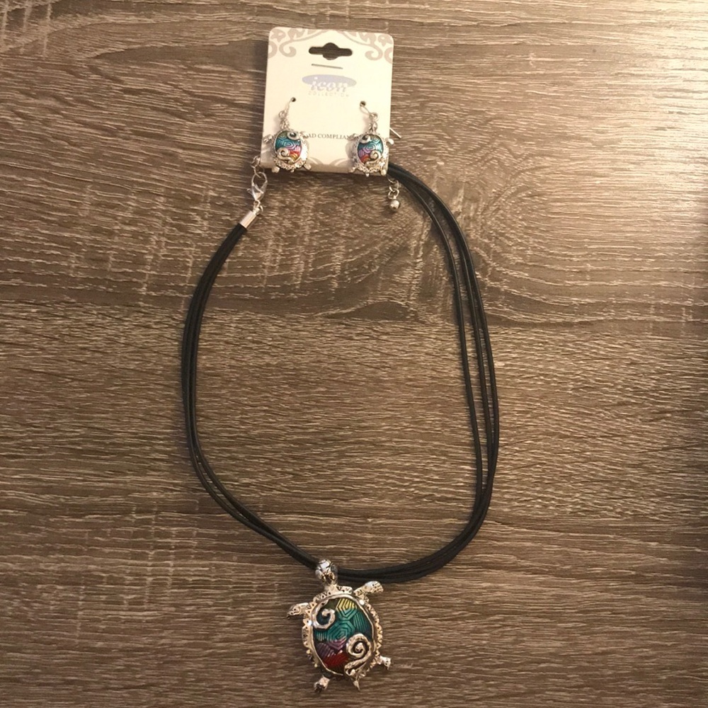 Mosaic Turtle Necklace & Earring Set
